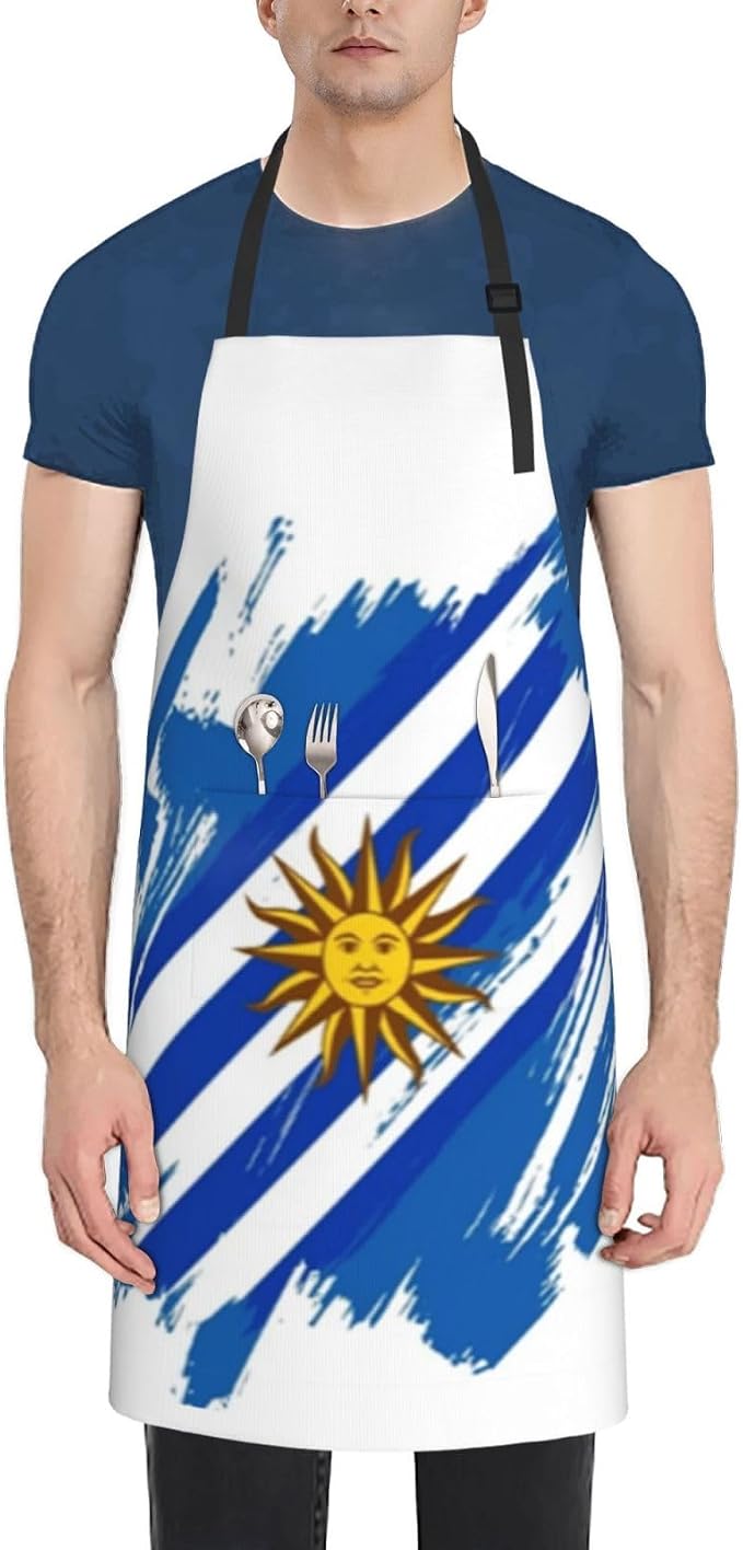 Cute Flag Kitchen Cooking Aprons for Women Men Adjustable Patriotic Flag Apron with 2 Pockets for Home Kitchen Garden