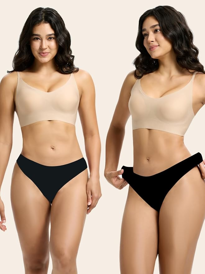 Seamless Thong Period Underwear for Women Teens Light Flow Moisture Wicking Side Leak Prevention Panties 3 Pack