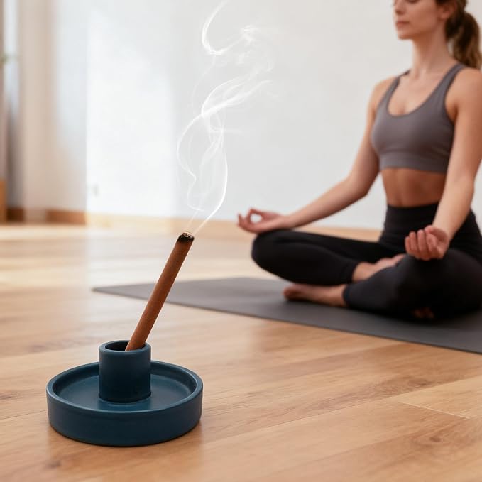 Palo Santo Holder, Ceramic Incense Stick Holder, Sage Holder for Yoga, Meditation, and Energy Cleansing, Unique Ceramic Incense Holder Gift for Palo Santo Sticks (Blue)
