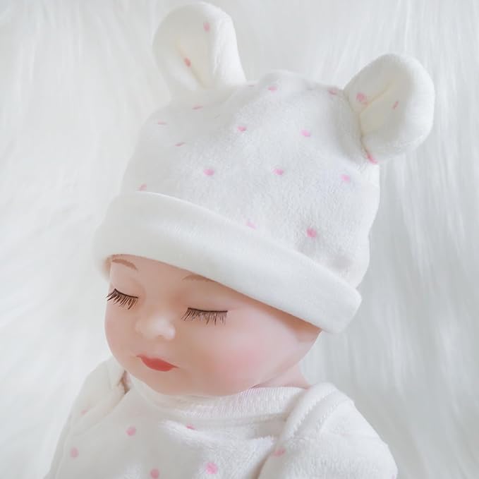 ENA Reborn Baby Doll Realistic Silicone Vinyl Baby 10 inch Weighted Soft Body Lifelike Doll Gift Set for Ages 3+ (Pink Polka dots, 10 inch)