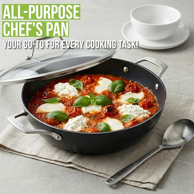TECHEF - Onyx Collection - Nonstick Everyday Pan With Lid, 5 Qt Deep Frying Pan With Lid, For Sauteing, Frying, And Simmering, Induction Ready, PFOA-Free, Made In Korea