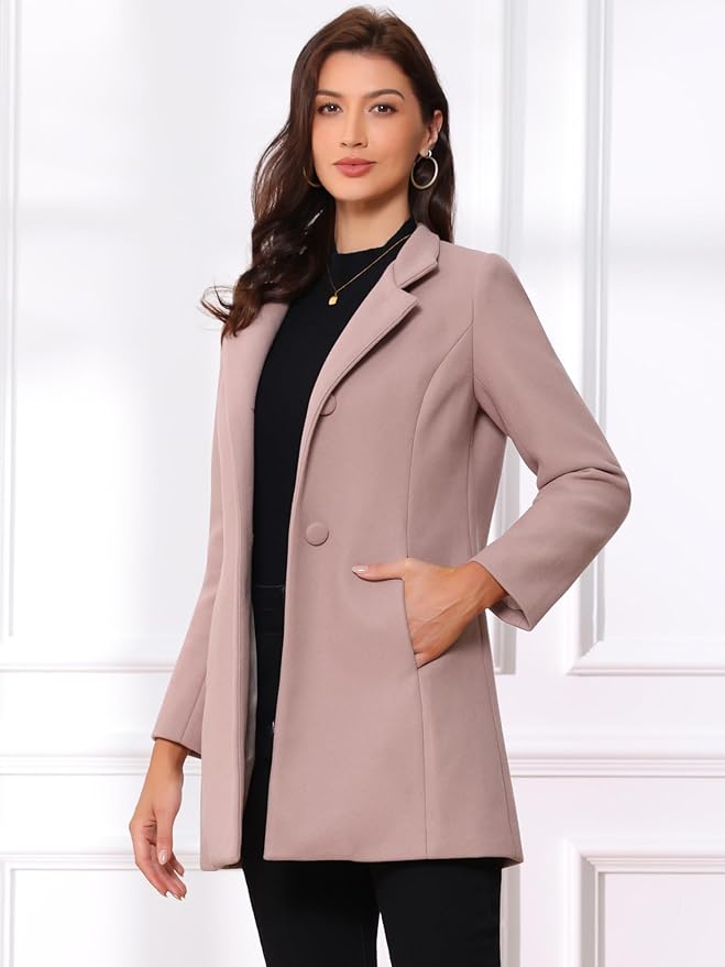 Allegra K Women's Winter Overcoat Mid-Long Stand Collar Single Breasted Coat Outerwear