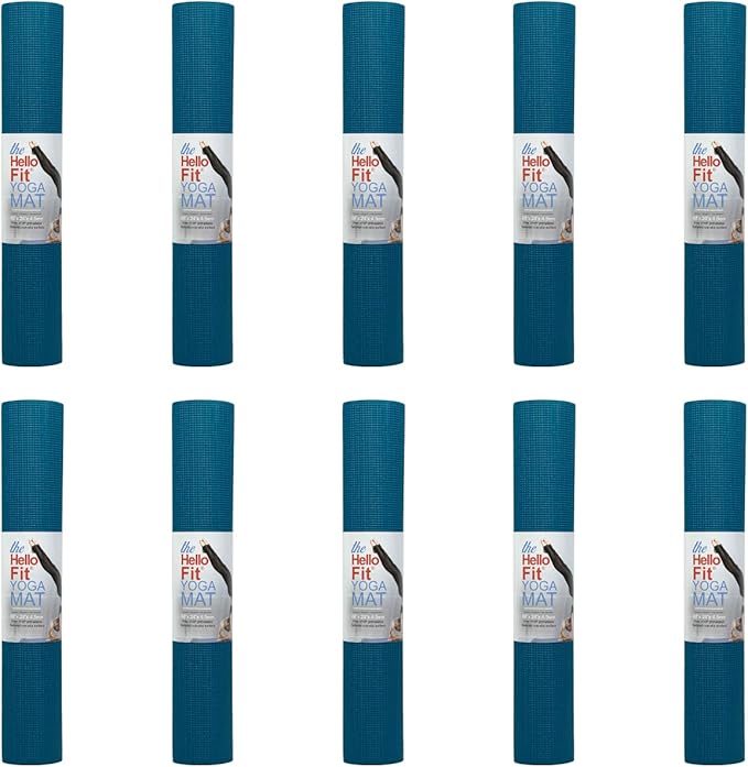 10-Pack Yoga Mat, 68" x 24" Non Slip Exercise Mat, 4mm Thick Gym Mat for Fitness and Stretching, Bulk Non Toxic Yoga Mats for Schools and Studios