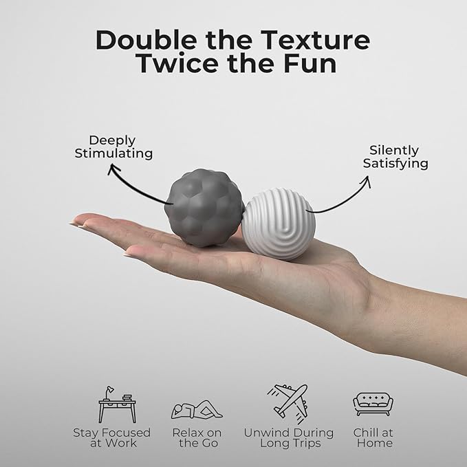 Large Magnetic Fidget Ball Toys for Adults, 2Pcs Soft Silicone Fidget Magnets, Silent Fidget Toys for Adults Ages, Textured Magnetic Balls & Stress Relief Desk Office Toys (Grey, Extra Large)