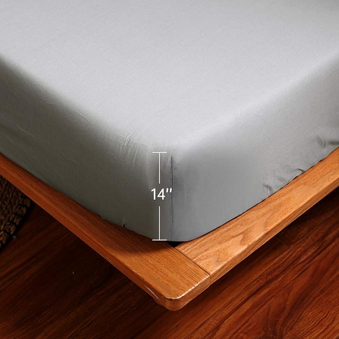 NHNHN 2 Pack Fitted Sheet-Deep Pockets-Soft Microfiber-Easy Care-Shrinkage and Fade Resistant-Fitted Sheets Twin Size-2 Sets of Fitted Sheets (Twin?2 Pcs, Grey)