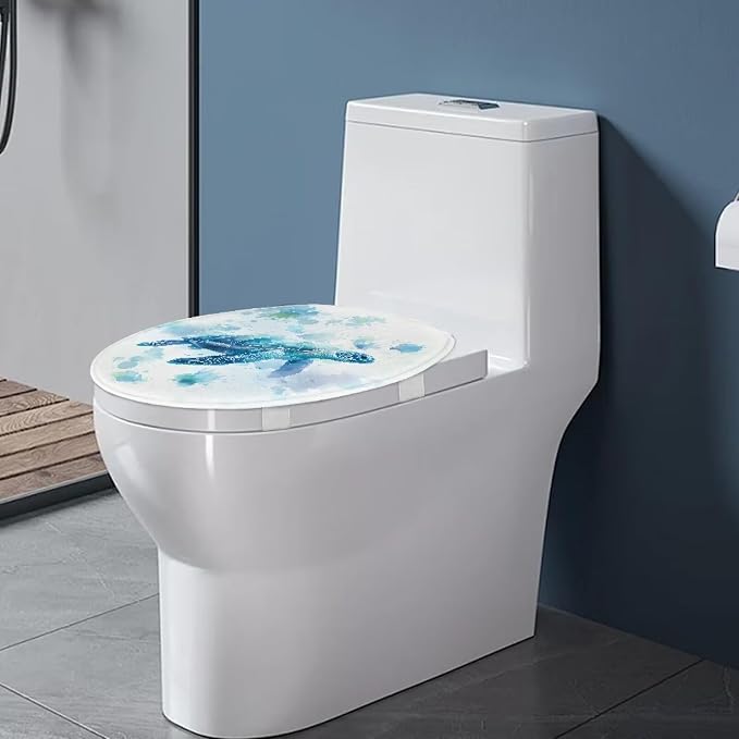 Bathroom Toilet Lid Seat Sea Turtle Toilet Protector Cover Dustproof Flannel Fabric Toilet Seat Cover Covers Stains, Stays Clean, Easy To Install
