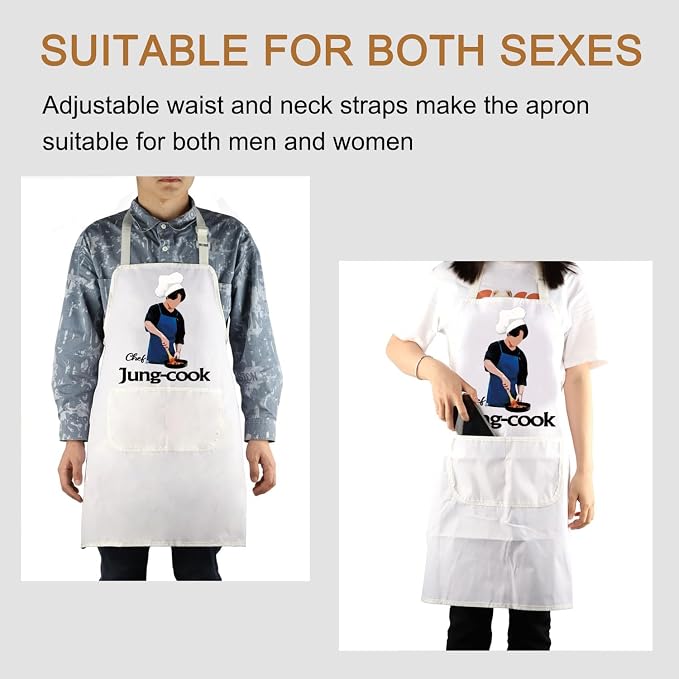 PXTIDY Korean Pop Kitchen Apron Boy Band merch Fans Gift Korean Music Chef Apron For Cooking Waterproof