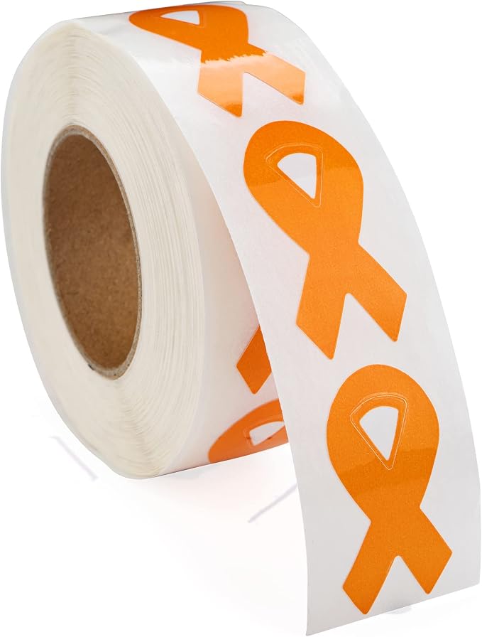 250 Small Orange Ribbon Awareness Stickers for Kidney Cancer, Leukemia, Multiple Sclerosis, Hunger, Gun Violence/Mass Shooting Awarenes - Perfect for Events, and Fundraising