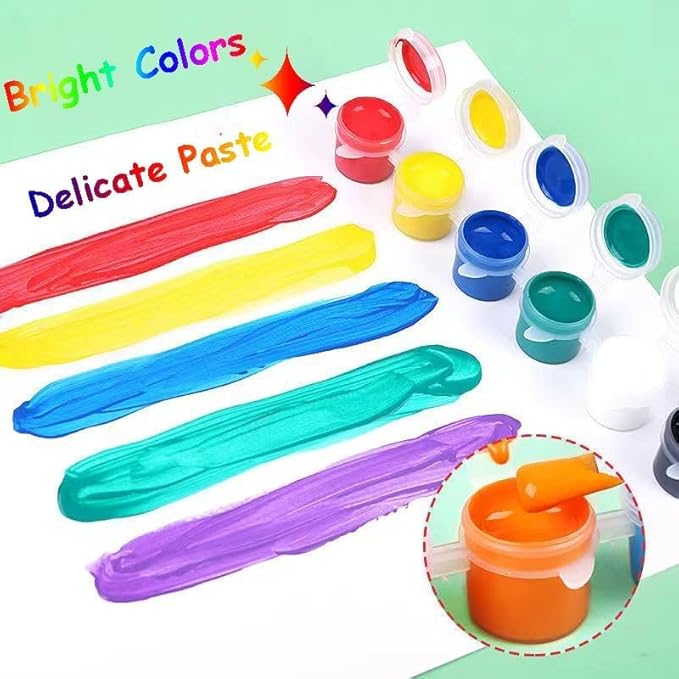 10 Set 12 Colors Washable Acrylic Paint Strips Kit for Kids with 20 Pcs Painting Brushes Totally 140 Pcs Mini Acrylic Paint Set for Kid Adult Arts and Crafts, Classroom Painting Supplies Gifts(140)