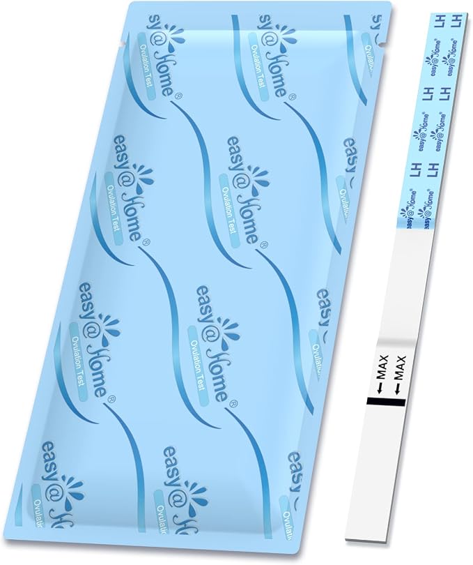 Easy@Home Ovulation Test Strips (50-Pack), FSA Eligible Ovulation Predictor Kit, Powered by Premom Ovulation Calculator iOS and Android APP, 50 LH Tests