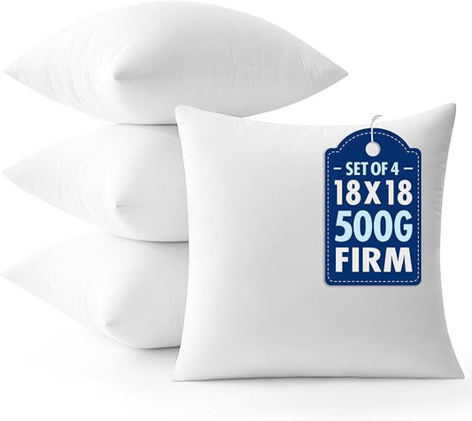 MIULEE 18x18 Throw Pillows Inserts 4 Pack, Decorative Pillows for Couch Bed | 100% Virgin Filling, Full and Fluffy, Lumbar, Back and Neck Support