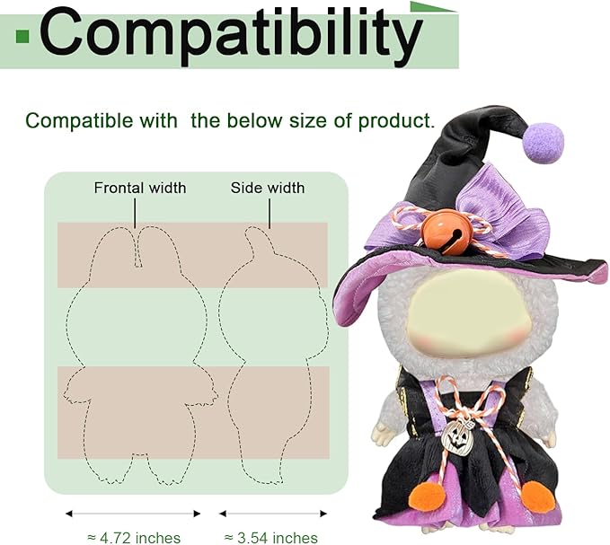 Halloween Purple Witch Costume, Witch Dress with Hat and Pumpkin Decoration for Dolls, Halloween Party Doll Clothes Outfit