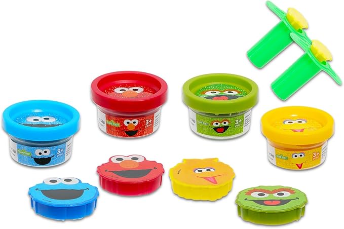 Sesame Street Arts and Crafts Kit for Kids - Bundle with Moldable Dough Tubs, Character Molds, Extruder, Stickers, More | Sesame Street Sensory Play for Boys, Girls