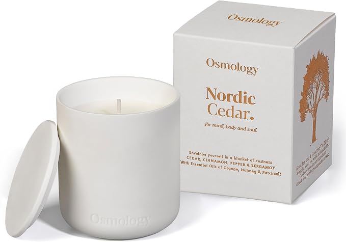 Nordic Cedar Aromatherapy Candle – Cedarwood, Cinnamon & Bergamot Scented Candle, Plant-Based Wax, 9.8 oz, 50 Hour Burn Time, Warm & Cozy Candle