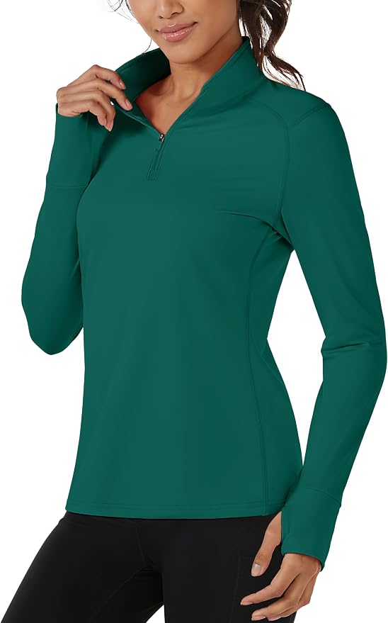 TACVASEN Women's Quarter Zip Sweatshirt Fleece Long Sleeve Workout Pullover | Lightweight Breathable Thermal Fabric,Mock Neck Design,Athletic Tops,Ideal for Gym Running Activities