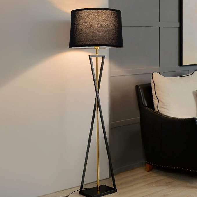 Black Lamp Shades Set of 2, 11.6"Top x 12.6"Bottom x 9.8"High Medium | Drum Lamp Shades for Table Lamps Floor Lamps Wall Lamps, Replacement Lampshades, Spider, Harp Holders Included, Easy Assembly
