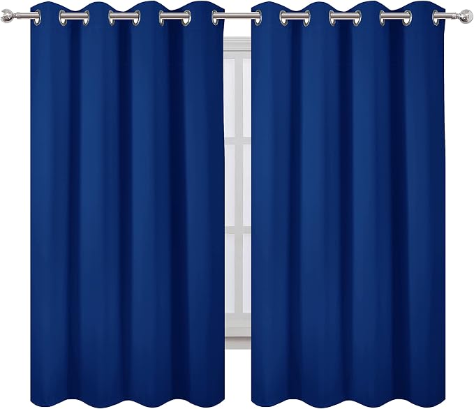 LEMOMO Royal Blue Blackout Curtains 66 x 63 Inch Length/Set of 2 Curtain Panels/Thermal Insulated Room Darkening Blackout Curtains for Bedroom
