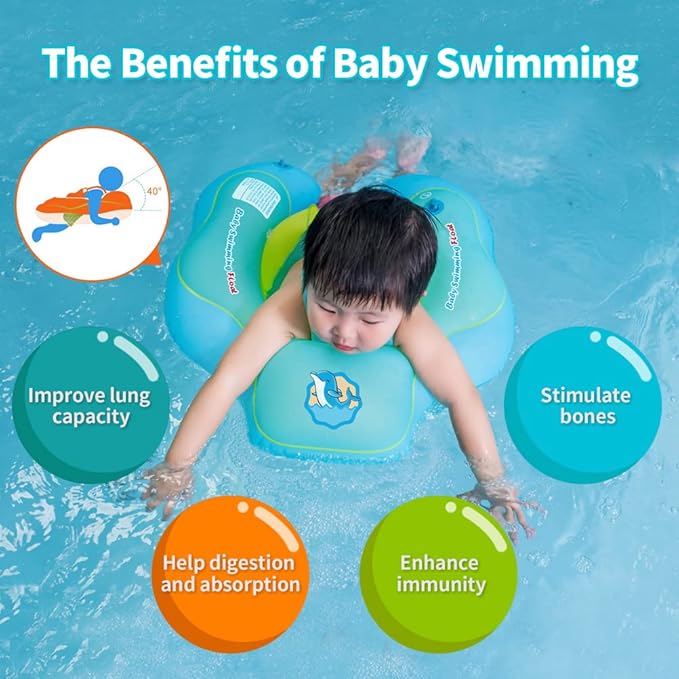 Free Swimming Baby Inflatable Baby Float with Sun Canopy Size Improved Infant Pool Floaties Swimming Pool Toys for The Age of 3-36 Months (Blue, X-Large)