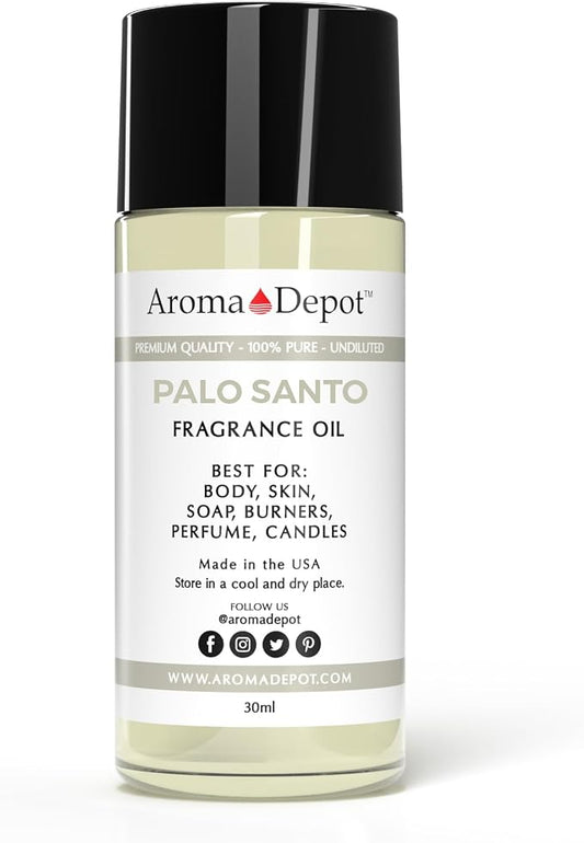 Aroma Depot Palo Santo 30 ml. Fragrance Oil I Perfume I Skin Oil I Scented Oil DIY Projects Such as Candles, Bath Bombs, Body Butters, Creams & Lotions. Few Drops in The Diffuser, Burners, or Warmers