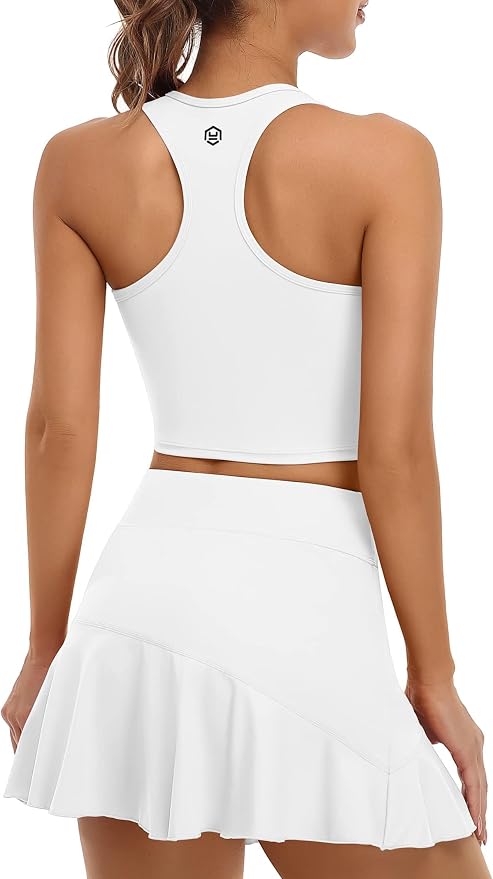 ATTRACO Women 2 Piece Tennis Dress with Shorts Golf Skirts with Pockets | Built-in Shorts, 2 Pockets, Racerback, Ruffle, Pickleball, Workout, Activewear, Casual, Sports Outfits