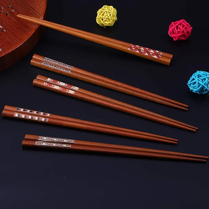 Antner Handmade Japanese Chopsticks Reusable Natural Wooden Chopstick with Box, 5 Pairs Gift Set