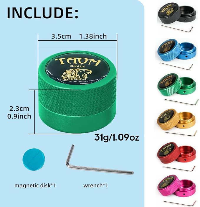 TAOM Pool Chalk Holder Round Shaped Practical Tool Billiards Accessories Magnetic Mini Chalk Tip Case Container Round Box Billiards