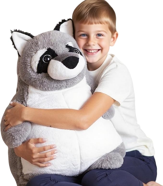 ARELUX Giant 22in Big Raccoon Plush Large Stuffed Animal Hugging Pillow: Soft Jumbo Sleeping Body Warm Fluffy Pillow Adorable Chubby Plushie Toy Gifts for Boys Girls