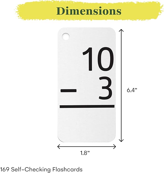 Star Right Subtraction Flashcards with 2 Metal Binder Rings - 169 Self Checking Flashcards - for Ages 6 and Up