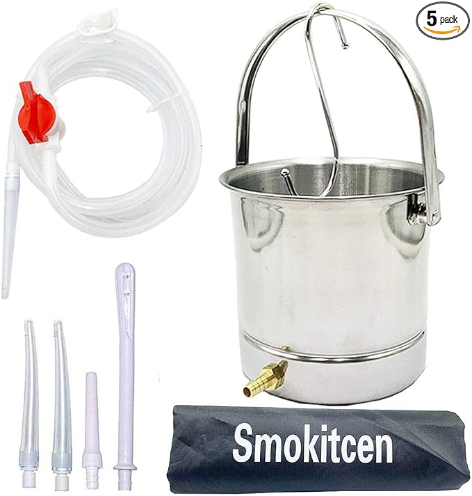 Smokitcen Coffee Enema Bucket Kit Stainless Steel 1.8 Quart Capacity for Cleansing Detox Enemas