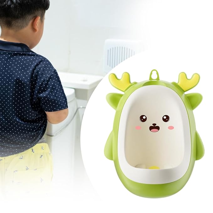 Milageto Dinosaur Potty Trainer Urinal Standing Potty, Cartoon Portable Urinals Toilet Training Hanging Pee Trainer for Child Toddlers, Green