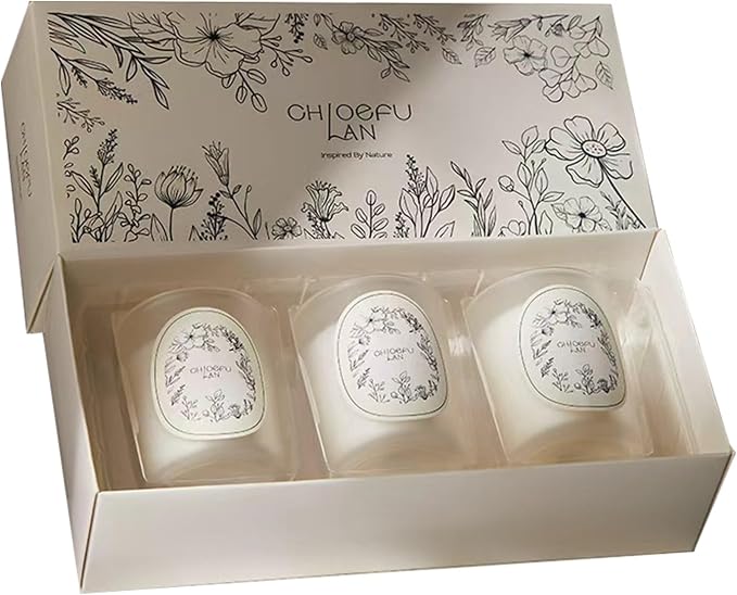 Scented Candle, Round Frosted Atmosphere, Suitable for Home 3-in-1 Set (White Tea Orchid/Cold Water/Earl Grey Tea with Cucumber)
