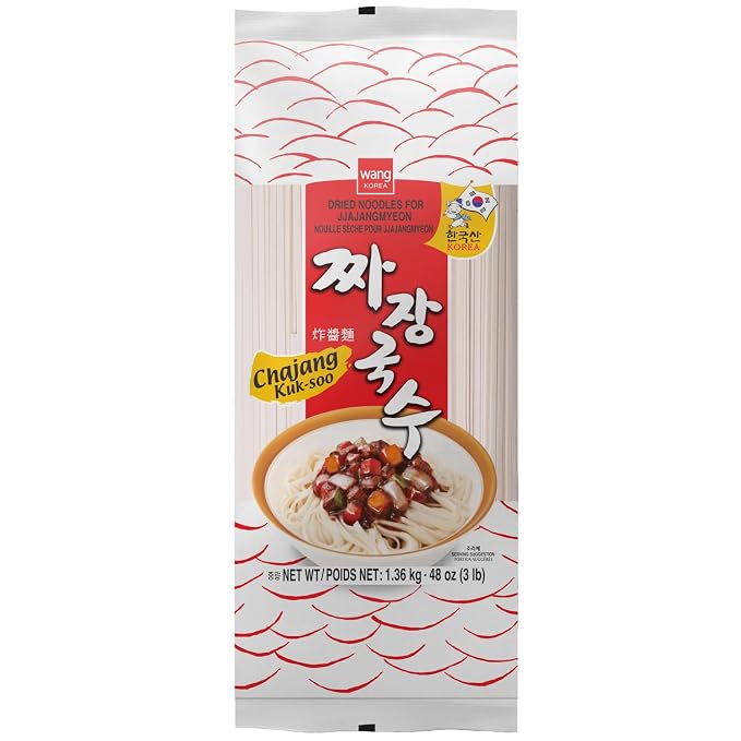 Wang Thick and Chewy Wheat Noodle for Jjajang Black Bean Sauce | Korean Noodle, Jjajang Myeon Noodle, 48 Oz