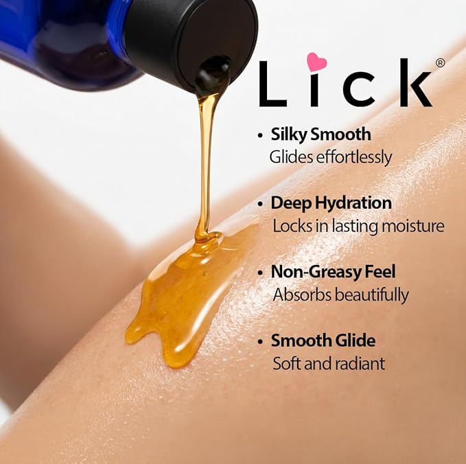 LICK Caramel Dessert-Inspired Scented Body Oil – Fast-Absorbing Daily Hydration with Almond Oil & Vitamin E – 4 oz