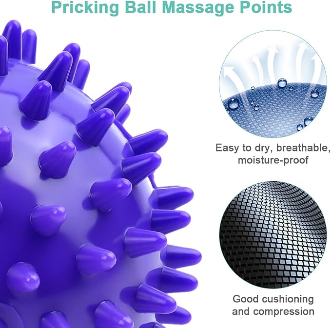 URAQT Spiky Massage Ball, 3 Pack Hard Spiky Massage Ball Roller Set, Professional Physical Therapy Massage Balls for Myofascial Release, Trigger Point Deep Tissue Massage, Plantar Fasciitis Recovery