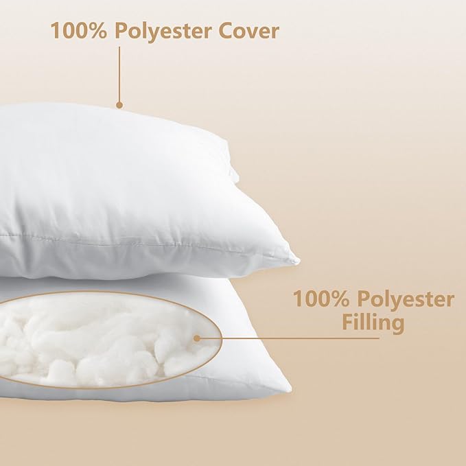 Obruosci Luxury Throw Pillow Inserts, Pack of 8, 16 x 16 inches Hypoallergenic Ultra Soft White Polyester Microfiber Durable Couch Cushion Fillers