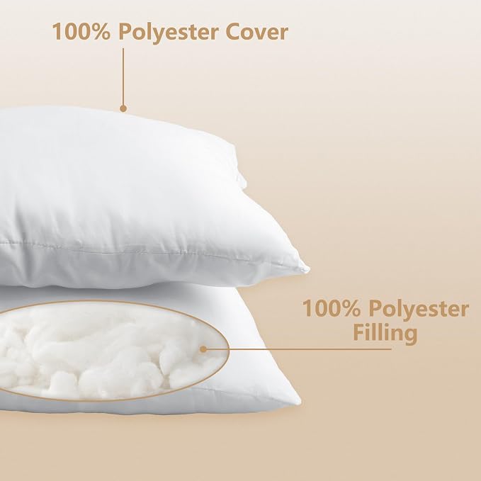 Obruosci Luxury Throw Pillow Inserts, Pack of 8, 18 x 18 inches Hypoallergenic Ultra Soft White Polyester Microfiber Durable Couch Cushion Fillers