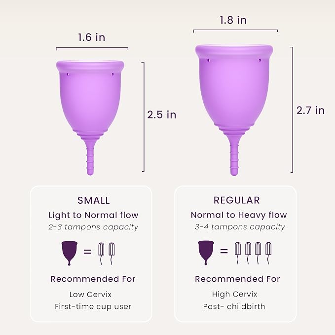 EcoBlossom Reusable Menstrual Cup Set - The Most Reliable Medical Grade Silicone Period Cups - Comfortably use for 12 Hours (2 Small Cups)