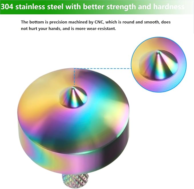 Stainless Steel Spinning Top, Precision Mini Desktop Gyroscope, Kill Time Reduce Stress ADHD Toys, Perfect Balance Gyro (Iridescent Style 2)