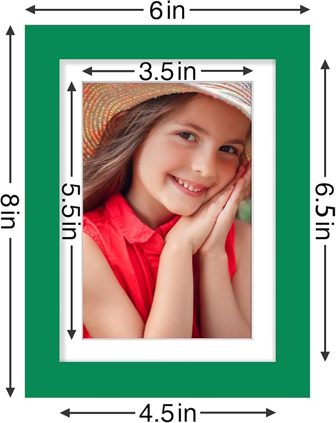 Vittanly 5x7 Picture Frames Set of 9 for Wall or Tabletop Display, Green | Display Pictures 4x6 with Mat or 5x7 without Mat, Small Photo Frames, Engineered Wood with Shatter Resistant Plexiglass