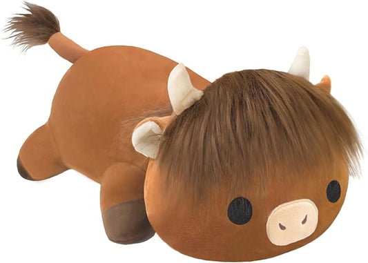 SQEQE Weighted Highland Cow Plush, Weighted Highland Cow Stuffed Animal, Cute Cow Plushies Soft Pillow Toy Gift for Kids Adults 9.8 Inch, 0.8 Lbs