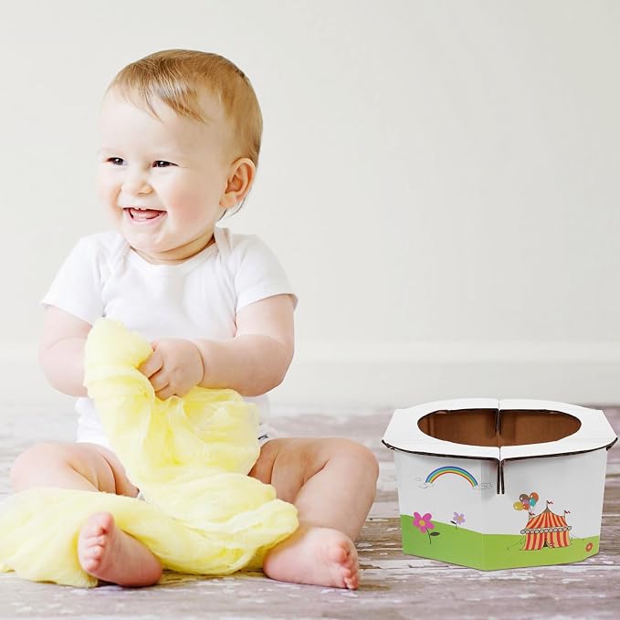 Toyvian Foldable Portable Travel Potty with Comfortable Seat Lightweight Paper Toilet for Boy Girl Easy to Unfold and Fold Convenient for Outdoor Car and Travel Use Includes