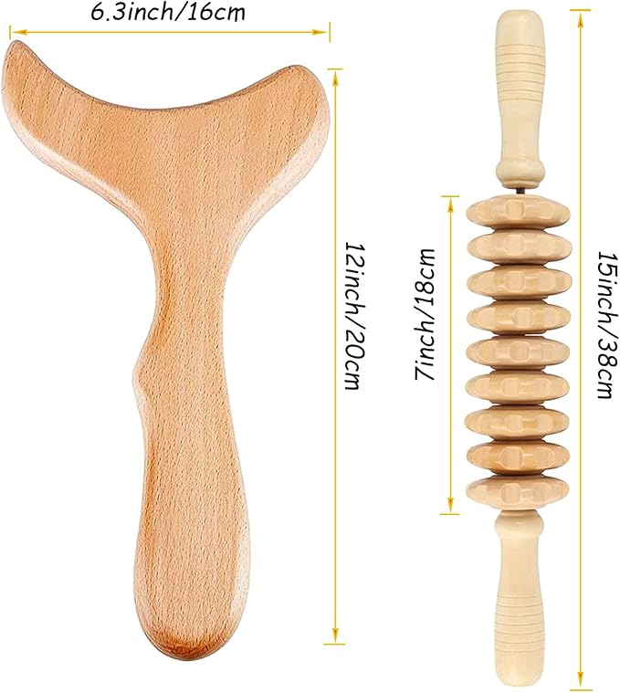 Wood Therapy Massage Tools Wooden Gua Sha Kits Maderoterapia Kit Body Sculpting Tools Wood Massager Roller for Relax Muscles (2)
