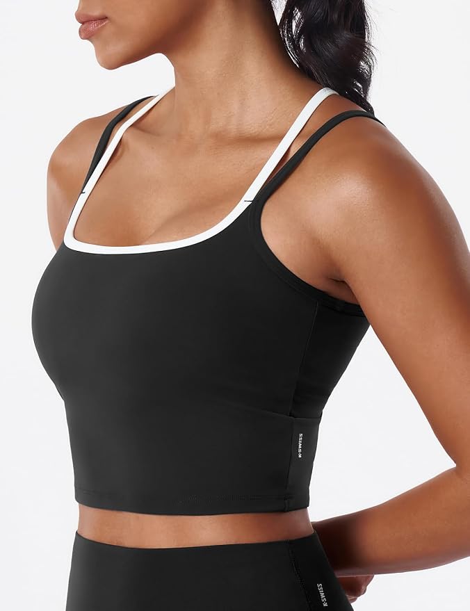 K-Swiss Tank Tops for Women - Color Block Double Lined with Built in Bra Yoga Running Gym