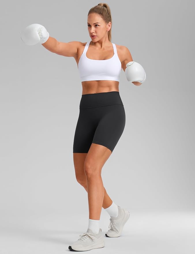 CRZ YOGA Butterbreeze Wide Y-Strap Back Sports Bras for Women - Training Gym Square Neck Adjustable Racerback Padded Top