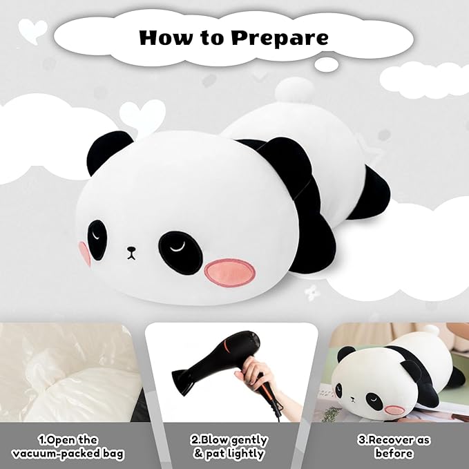 Weighted Panda Stuffed Animals, Cute Weighted Panda Plush, Soft Stuffed Weighted Plushie Pillow Gifts for Girls Boys(23.6" 3.1Lbs)