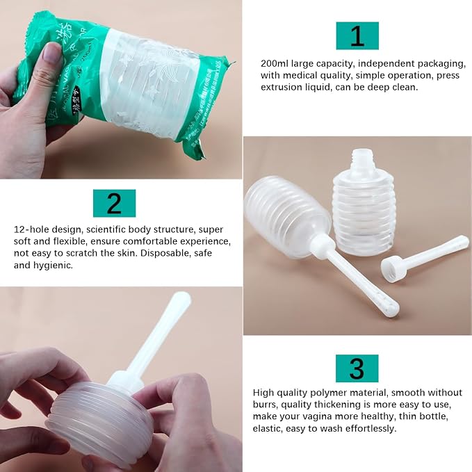 DOERDO 15pcs Disposable Enema Douche Applicator Vaginal Douche Anal Applicator for Women Men, Individual Package