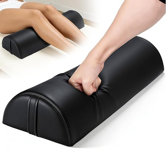 Noverlife Upgraded Large Massage Bolsters for Under Legs, 24 x 8 x 4 in Leg Bolster for Massage Table PU Leather Half Moon Pillow, Ankles Back Pain Relief Knee Bolster Cushion Bolster Pillow for Legs