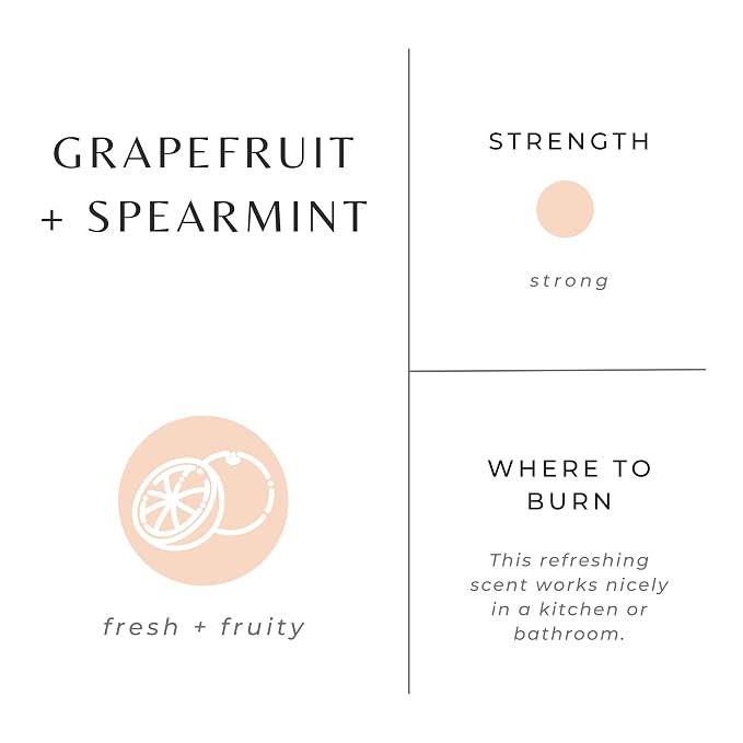 Slow North Grapefruit + Spearmint - Essential Oils and Pure Soy Wax Candle in a Reusable Frosted Glass Jar - Scented Candle Hand-Poured in the USA (8 oz)