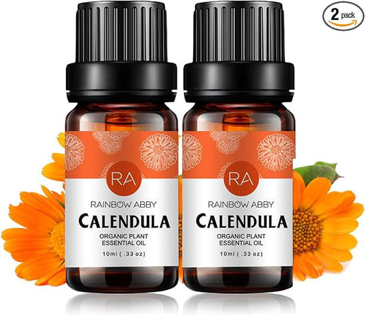 2-Pack Calendula Essential Oil 100% Pure Oganic Plant Natrual Flower Essential Oil for Diffuser Message Skin Care - 10ML