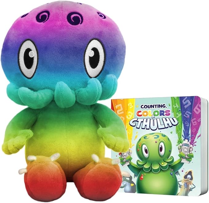 C is for Cthulhu Counting, Colors & Cthulhu Board Book & Rainbow Plush Bundle (Standard Plush, 12 inches)
